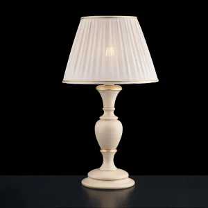 Fiorenza Lampe en bois ivoire et doré 1 lumière avec abat-jour dm.35 H.62 d.35 BL172-LM-AV Fiorenza Lampe en bois ivoire et doré 1 lumière avec abat-jour dm.35 H.62 d.35 BL172-LM-AV