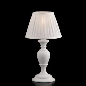 Fiorenza Lampe de table Shabby en bois blanc 1 lumière avec abat-jour dm.20 H.43 d.20 BL172-LT-BCO Fiorenza Lampe de table Shabby en bois blanc 1 lumière avec abat-jour dm.20 H.43 d.20 BL172-LT-BCO