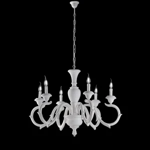 Fiorenza Lustre Shabby en bois blanc 6 lumières 125 d.91 BL172-6-BCO Fiorenza Lustre Shabby en bois blanc 6 lumières 125 d.91 BL172-6-BCO