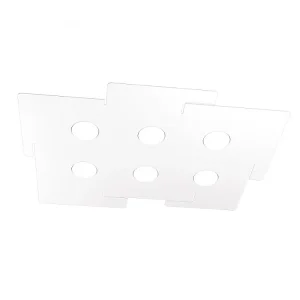 Plafonnier led ECHO Top Light en métal blanc rectangulaire avec 6 douilles d'ampoule Gx53 Plafonnier led ECHO Top Light en métal blanc rectangulaire avec 6 douilles d'ampoule Gx53