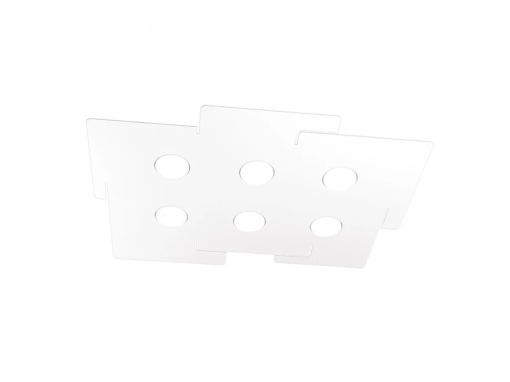 Plafonnier led ECHO Top Light en métal blanc rectangulaire avec 6 douilles d'ampoule Gx53
