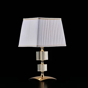 Franz Lampe de table en fer doré et cristal 1 lumière avec abat-jour H.36 d.20 BL275-LT-OR Franz Lampe de table en fer doré et cristal 1 lumière avec abat-jour H.36 d.20 BL275-LT-OR