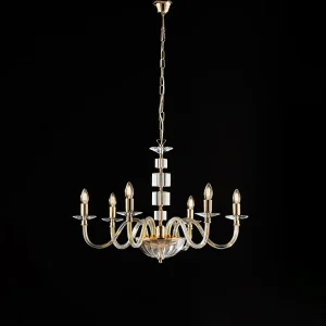 Franz Lustre doré verre transparent et strass 6 lumières 116 d.77 BL275-6-OR Franz Lustre doré verre transparent et strass 6 lumières 116 d.77 BL275-6-OR