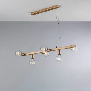 Fabian Suspension en fer laqué noir et doré 6 lumières L.101 X 16 BL293-6-OR Fabian Suspension en fer laqué noir et doré 6 lumières L.101 X 16 BL293-6-OR