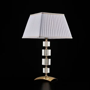 Franz Lampe en fer doré et cristal 1 lumière avec abat-jour H.59 d.30 BL275-LM-OR Franz Lampe en fer doré et cristal 1 lumière avec abat-jour H.59 d.30 BL275-LM-OR