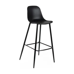 Frida Tabouret en polypropylène noir Lot de 2 pcs