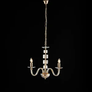 Franz Lustre doré verre transparent et strass 3 lumières 110 d.43 BL275-3-OR Franz Lustre doré verre transparent et strass 3 lumières 110 d.43 BL275-3-OR