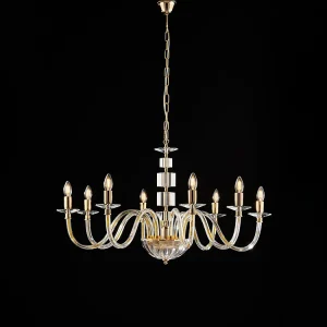 Franz Lustre doré verre transparent et strass 8 lumières 116 d.96 BL275-8-OR Franz Lustre doré verre transparent et strass 8 lumières 116 d.96 BL275-8-OR