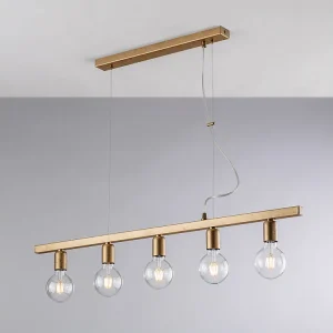 Fabian Suspension en fer laqué noir et doré 5 lumières L.101 X 5 BL293-5-OR Fabian Suspension en fer laqué noir et doré 5 lumières L.101 X 5 BL293-5-OR