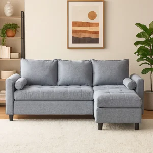 Driezitsbank van lichtgrijs fluweel COVENTRY met poef – Comfortabel, elegant en praktisch Driezitsbank van lichtgrijs fluweel COVENTRY met poef – Comfortabel, elegant en praktisch