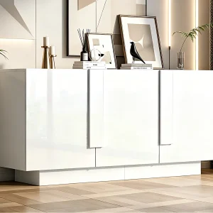 Dressoir 160x35x60 cm – 3 deuren en 6 planken – Hoogglans afwerking – Spaanplaat – Wit Dressoir 160x35x60 cm – 3 deuren en 6 planken – Hoogglans afwerking – Spaanplaat – Wit