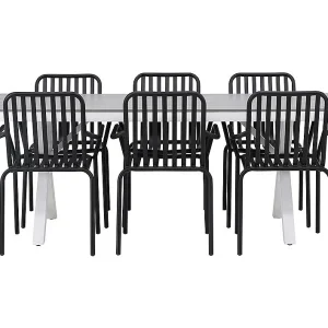 Garcia tuinmeubelset tafel 100x200cm grijs, 6 stoelen zwart. Garcia tuinmeubelset tafel 100x200cm grijs, 6 stoelen zwart.