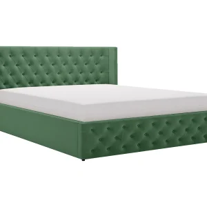 Emporius Rolia bed met opbergruimte 180×200 – tweepersoonsbed 180×200 gestoffeerd bed fluwelen Groen (Magic Velvet 2225)