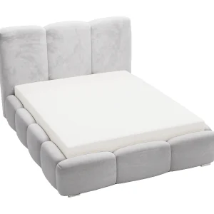 Emporius gestoffeerd bed met lattenbodem 200×200 Merkad – Tweepersoonsbed – hoogwaardig comfortabel bed, fluweel – Lichtgrijs (Magic Velvet 2218)