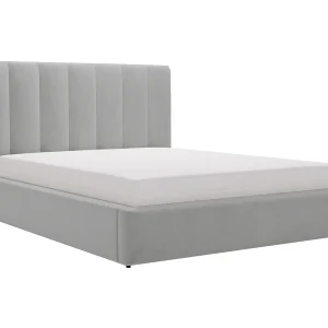Emporius Velor gestoffeerd bed 180×200 – bed met opbergruimte en bedlade, tweepersoonsbed 180×200 fluwelen Lichtgrijs (Magic Velvet 2218)