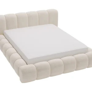 Emporius Cloud bed 180×200 met bedlade – gestoffeerd bed met opbergruimte, fluwelen Crème (Komodo 10)