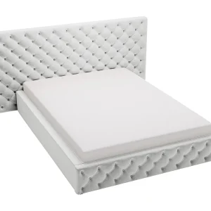 Emporius tweepersoonsbed 180×200 Bella, glamourstijl – gestoffeerd bed, chesterfield, opbergruimte – fluweel Lichtgrijs (Magic Velvet 2218)