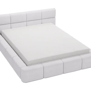 Emporius tweepersoonsbed 180×200, gestoffeerd bed Oslo –  dik foam, lattenbodem, fluwelen – Grijs (Solar 80)