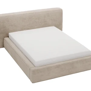 Emporius bed 180 x 200 cm Vitoria – gestoffeerd bed met opbergruimte, fluweel bed Beige (Symphony 3)