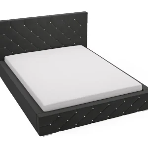 Emporius gestoffeerd bed 160 x 200 cm Solar – tweepersoonsbed met opbergruimte, fluweel Zwart (Magic Velvet 2219)