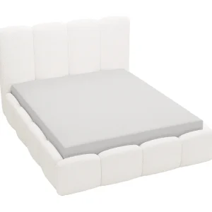 Emporius gestoffeerd bed 140×200 cm Merkad Bouclé – bed met lattenbodem en bedlade, Bouclé – Crème (Anthology 1)