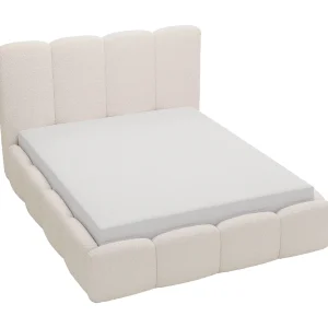 Emporius gestoffeerd bed 140×200 cm Merkad Bouclé – bed met lattenbodem en bedlade, Bouclé – Beige (Anthology 3)
