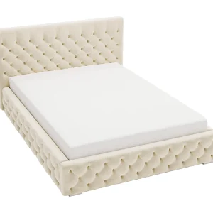 Emporius Gestoffeerd bed met groot hoofdeinde Elira tweepersoonsbed 180×200 – lattenbodem, bedlade, fluwelen – Beige (Magic Velvet 2201) Emporius Gestoffeerd bed met groot hoofdeinde Elira tweepersoonsbed 180×200 – lattenbodem, bedlade, fluwelen – Beige (Magic Velvet 2201)