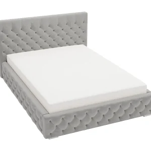 Emporius Gestoffeerd bed met groot hoofdeinde Elira tweepersoonsbed 140×200 – lattenbodem, bedlade, fluwelen – Grijs (Magic Velvet 2217) Emporius Gestoffeerd bed met groot hoofdeinde Elira tweepersoonsbed 140×200 – lattenbodem, bedlade, fluwelen – Grijs (Magic Velvet 2217)