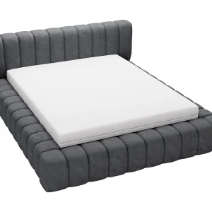 Emporius bed 180×200 met opbergruimte, lattenbodem Como – tweepersoonsbed, dik schuim, fluwelen – Donkergrijs (Whisper 15)