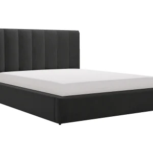 Emporius Velor gestoffeerd bed 200×200 – bed met opbergruimte en bedlade, tweepersoonsbed 200×200 fluwelen Zwart (Magic Velvet 2219)