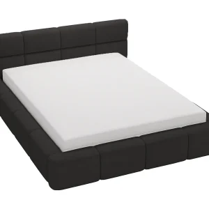 Emporius tweepersoonsbed 160×200, gestoffeerd bed Oslo –  dik foam, lattenbodem, fluwelen – Zwart (Solar 99)