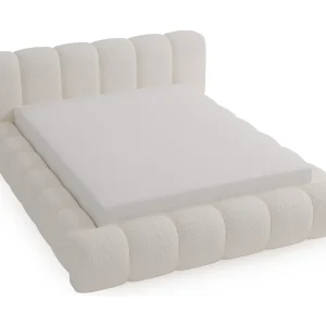 Emporius Cloud Gestoffeerd bed 160×200 cm  – tweepersoonsbed, luxe bed met lattenbodem, opbergruimte – Bouclé Crème (Anthology 1)