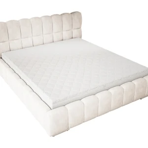 Emporius Avilla gestoffeerd bed 160 x 200 – tweepersoonsbed met opbergruimte, bed met bedlade – fluwelen, Crème (Komodo 10)