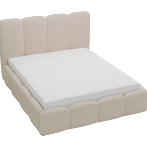 Emporius gestoffeerd bed 200×200 cm Merkad Bouclé – bed met lattenbodem en bedlade, Bouclé – Bruin (Anthology 4)