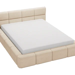 Emporius tweepersoonsbed 160×200, gestoffeerd bed Oslo –  dik foam, lattenbodem, fluwelen – Bruin (Solar 12)