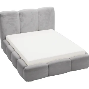 Emporius gestoffeerd bed met lattenbodem 140×200 Merkad – Tweepersoonsbed – hoogwaardig comfortabel bed, fluweel – Grijs (Magic Velvet 2217)