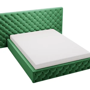 Emporius tweepersoonsbed 180×200 Bella, glamourstijl – gestoffeerd bed, chesterfield, opbergruimte – fluweel Groen (Magic Velvet 2225)