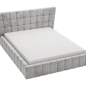 Emporius gestoffeerd bed 160 x 200 cm Deluxe, bed met opbergruimte, fluweel Lichtgrijs (Magic Velvet 2218)