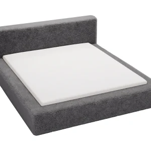 Emporius bed 180×200 cm Alros – Stof imitatiebont, gestoffeerd bed Donkergrijs (Lapit 16)