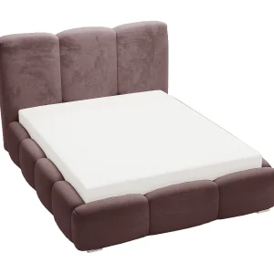 Emporius gestoffeerd bed met lattenbodem 160×200 Merkad – Tweepersoonsbed – hoogwaardig comfortabel bed, fluweel – Bruin (Magic Velvet 2205)