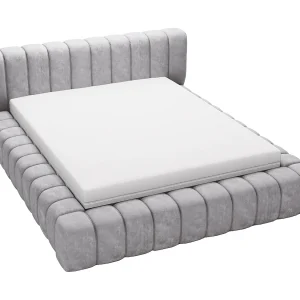Emporius bed 180×200 met opbergruimte, lattenbodem Como – tweepersoonsbed, dik schuim, fluwelen – Grijs (Whisper 17)