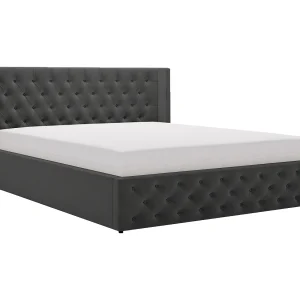Emporius Rolia bed met opbergruimte 160×200 – tweepersoonsbed 160×200 gestoffeerd bed fluwelen Zwart (Magic Velvet 2219)