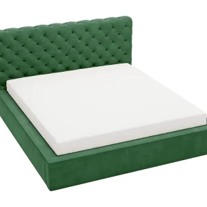 Emporius Tweepersoonsbed 200×200 Ali – glamourstijl, gestoffeerd bed, lattenbodem, opbergruimte – fluweel Groen (Magic Velvet 2225)