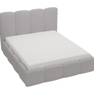 Emporius gestoffeerd bed 140×200 cm Merkad Bouclé – bed met lattenbodem en bedlade, Bouclé – Grijs (Anthology 17)