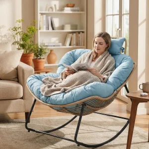 Eggshell Schommelstoel met Tech Stof – Modern Design, Ergonomische Ondersteuning en Premium Comfort voor Uw Woonruimte Eggshell Schommelstoel met Tech Stof – Modern Design, Ergonomische Ondersteuning en Premium Comfort voor Uw Woonruimte