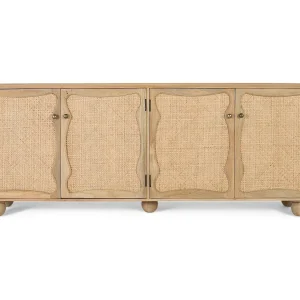 Dressoir van mangohout met 4 deuren en handgemaakt design.