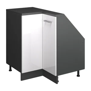 Eck-Küchenschrank für Dachschrägen weiß hochglanz 75.6×75.6×81.6 r-line Eck-Küchenschrank für Dachschrägen weiß hochglanz 75.6×75.6×81.6 r-line