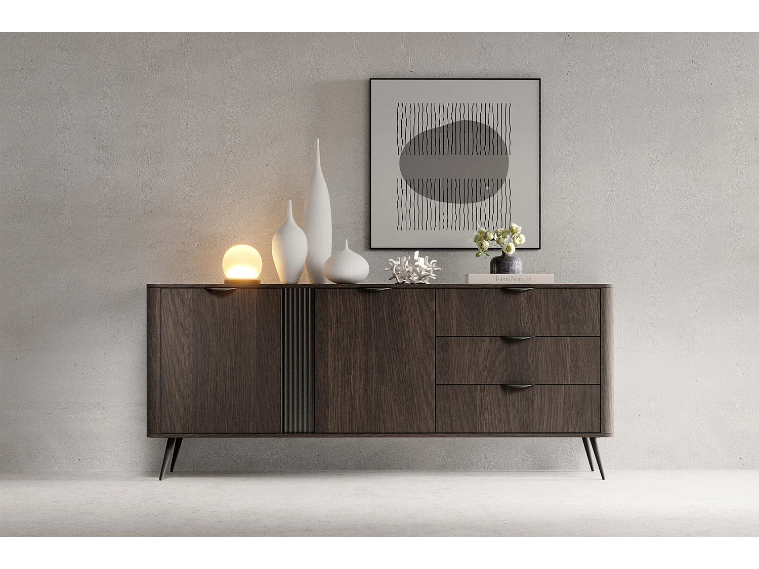 Dressoir met 2 deuren, Dunin eiken, 195 cm - VERIS