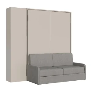 Lit escamotable vertical français Versia Sofà 140 avec canapé, étagère et armoire 1 porte gauche Argilla Lit escamotable vertical français Versia Sofà 140 avec canapé, étagère et armoire 1 porte gauche Argilla