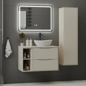 Ellie Cachemire enkele wastafel 80cm 2 nissen en sokkel